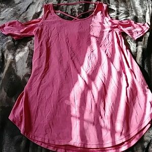 Pink cold shoulder top